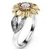 Mode Sonnenblumen Kristall Ringe Diamant Ring Schmuck Femme Bague Hochzeit Ringe Für Frauen Schöne Geschenke Geburtstag Party Zubehör