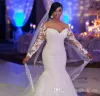 Afrikansk plusstorlek bröllopsklänningar från axeln Långärmade Lace Appliques Lace Custom Made Mermaid Bridal Gowns Billiga Bröllopsklänningar