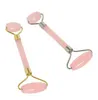 Drop Ship Natuurlijke Rozenkwarts Gezichtsmassage Crystal Stone Body Jade Massager Derma Roller Huidverzorging Ice Roller Rimpel Verwijderen Beauty tool