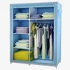 Portable Clothes Wardrobe Storage Closet Bedroom Furniture, Double Garment Organizer with Rack Shelves