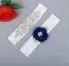 2個セット花嫁のレースの結婚式のガーターのためのブライダルガーターセクシーな本物の写真真珠青いシフォンの花