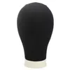 Toile noire tête liège Pruik présentoir Stof Overdekt formation Mannequin tête faisant casquette Extensions de cheveux Style Mode