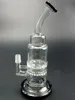 Black Glass Bong Hookahs 8.5 inch Tube Double Recycler Comb Perc Disk Water Pipe with Free Charge Matching Dry Bowl