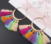 Boucles d'oreilles ethniques bohème pour femmes, longues cordes, franges, pampilles en coton, tendance, bijoux à la mode, GA415