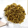 Buquês de noiva de casamento dourado com flores artesanais lantejoulas rosa vermelha suprimentos de casamento buquê de broche de noiva cpa1586263f