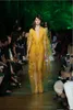 Elie Saab Evening Dresses Yellow Deep V Neck Sheer Illusion Prom Lugnar Vestidos Lace Med Sash Golv Längd Special Occasion Dress