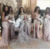 Nowe Silver Mermaid Suknie Ślubne Wysokiej szyi Długie Rękawy Aplikacje Cekiny Zroszony Illusion Sparky Saudyjska Arabska Suknia Bridal Real Image