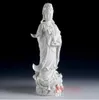 Objets de collection 18 "chinois Dehua porcelaine blanche Lianhua Kwan-yin Guan Yin déesse Statue