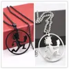 free shipping black/ silver High Polished Fashion Stainless Steel roker ICP Round Hatchet Man Pendant Men Women Necklace Chain