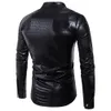 Helisopus Moda Punk męskie Koszule Elastyczna Metalowa Shiny Koszula Z Długim Rękawem Slim Fit Motobiker Styl Pvc Leather Shirts Mężczyźni