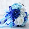 Wedding supplies blue and white roses holding flowers bride holding bouquets of plants