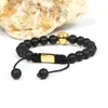 New Mens Bracelet Wholesale 10pcs/lot 8mm Matte Agate Stone With Stainless Steel Lion Head Macrame Bracelets For Party