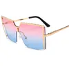 ALOZ MICC Mode Oversize Vierkante Zonnebril Vrouwen Metalen Half Frame Gradiënt Zonnebril Brand Design Vrouwelijke Shades Bril UV400 7714127