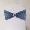 50 pcs Navy Blue Spandex Lycra Lace Chair Band With Buckle For Birthday Use Wedding Decoration Fashion Lace Chair Sashes