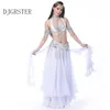 Djgrster 2018 Top Belly Dancing Giyim Oriental 3pcs Suit Bra Beltlong etek şifon göbek dans kostüm seti Performance3092041