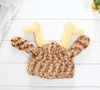 Newborns Handmade Crochet Deer Horn Hat Cute Baby Deer Antler wool Knitting cap beanie for Photo props Christmas kids gifts