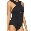 Groothandel-grote maat zwemkuur dames 1 stuks Trikinis Cross Cup Hoge Taille Badpak Rood Plus Size One-Pieces Badpakken