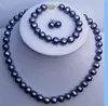 ensemble collier, bracelet et boucles d'oreilles en perles de TAHITI noires 910 mm MER DU SUD 18quot 75quot31358156744505