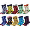 10 Paare/los Lustige Bunte Gekämmte Baumwolle Happy Socken Für Männer Multi Muster Argyle Streifen Cartoon Dot Neuheit Skateboard Kunst Socken