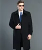 Vente directe d'usine Mode Hommes Sur Longue Veste Classique Tenue D'affaires automne hiver Mâle cachemire Laine Long trench-coat Noir Bleu Gris