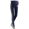 Maternity stickade leggings för gravida kvinnor byxor sida randiga sideseam sweatpants leggings comfy fritid graviditet byxor