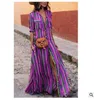 Vestidos para roupas femininas Reino Unido Botão de mulheres listrado maxi casual solto vestido longo chá vestido boho camisa vestido