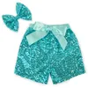 Nuovi pantaloncini con paillettes per bambini per le ragazze estive pantaloni corti con bowknot in raso per bambini pantaloncini boutique per bambini 12 colori scegli T2I036