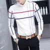 Camicia a maniche lunghe a righe da uomo nuova Camicia casual da uomo d'affari giovanile coreana britannica Slim camicia a colori misti