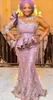 Elegant Peplum Ruffle Mermaid Aftonklänningar Klänningar Lace Applique Plus Storlek Dubai Arabisk Long Party Prom Klänningar Formell Robe de Soiree