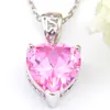 LuckyShine 5 set Crystal Zircon Heart Rosa Kunzite örhängen och hänge Kedja Halsband 925 Silver Kvinnor Mode Bröllop Set GRATIS FRAKT