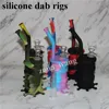 DHL gratuit populaire silicone narguilé eau bangs huile Dab Rigs tuyaux avec embout en silicone arc en verre de 14mm pour bong