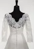 2018 scallop neck Wedding Bridal Bolero Jacket Wrap Shrug Cheap long Sleeves Lace Applique Sheer Jacket for Wedding Bride covered buttons