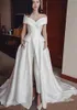 Elegant Off The Shoulder White Satin Evening Dresses 2020 Sleeveless Formal Jumpsuits For Bridal Guest Gowns Party Red Carpet Prom Dresses