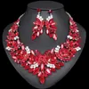 Fashion Big Crystal Statement Necklace Earrings set  Bridal Jewelry Sets for Brides Wedding Party Costume Jewellery Women