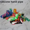 Silicone Tobacco Smoking Cigarette Pipes Water Hookah Bong Portable Hand Spoon Pipe Tools With Glass Bowl Dab Tool