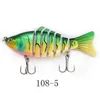 Lifelike Fish Swimming 7 Segments Artificial Fishing Lures 10cm 15.8g Wobbler Diving Realistic Laser Musky Fishing Bait Hooks