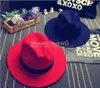 Neue Mode Retro Filz Jazz Hut TOP Hüte für Männer Frauen Elegante Solide Filz Fedora Hut Band Breite, Flache krempe Jazz Hüte Panama Kappen