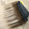 5 Clips, einteilige Clip-in-Echthaarverlängerungen mit Spitze, gerade, brasilianisches Echthaar, Ombré-Balayage, Farbe Nr. 4, verblasst bis Nr. 18