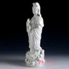 Objets de collection 18 "chinois Dehua porcelaine blanche Lianhua Kwan-yin Guan Yin déesse Statue