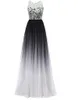 Sexy koronki gradientowe sukienki z długim szyfonowym plus size ombre wieczorowe suknie imprezowe formalna suknia Party QC1530