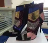 2018 Fashion women Ankle Boots high Heels Rhinestone booties point toe booties patchwork shoes women thin heel