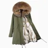 2018ブランド本物のウサギの毛皮のコートロングウィンタージャケットの女性の取り外し可能なアライグマの毛皮の襟厚い暖かい毛皮パーカー最高品質S18101504