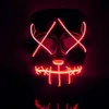 El Wire Skull Ghost Face Mask Slit Mouth Light Flash Gling Led Mask Halloween 코스프레 LED 마스크 파티 파티 가장 무도회 마스크 찡그린 공포 마스크