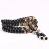 Black Color Tiger Eye Crystal Tibet Boeddhistische Boeddha Meditatie 108 Prayer Bead Mala Armband / Necklace