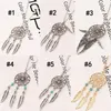 Hot Fashion Dream Catchers choker kettingen zilverGoud kwastje vleugels veerblad turquoise hanger ketting voor damesmode-sieraden