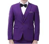 Personalizar Hombres morados Traje de 3 piezas Esmoquin de boda Esmoquin de novio con solapa de muesca Un botón Ventilación central Hombres Blazer (Chaqueta + Pantalones + Corbata + Chaleco) 508