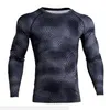 新しい3DプリントTシャツメンズ圧縮シャツサーマルロングスリーブTシャツメンズフィットネスボディービルディングスキンタイトクイックドライトップス