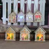 Weihnachtsschmuck, LED-Hängehaus aus Holz, Weihnachtsdekoration mit Lichtern, Mini-Modell, Hängedekoration, Ornamente für Zuhause