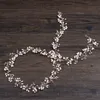 Rosegold Hochzeit Braut Kristall Fascinator Lange Haarkette Schmuck Strass Perlen Prinzessin Königin Kopfschmuck Abschlussball Haarband Zubehör