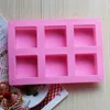 6 Cavities Handmade Rectangle Square Silicone Soap Mold Chocolate Cookies Mould Cake Decorating Fondant Molds 1 Piece